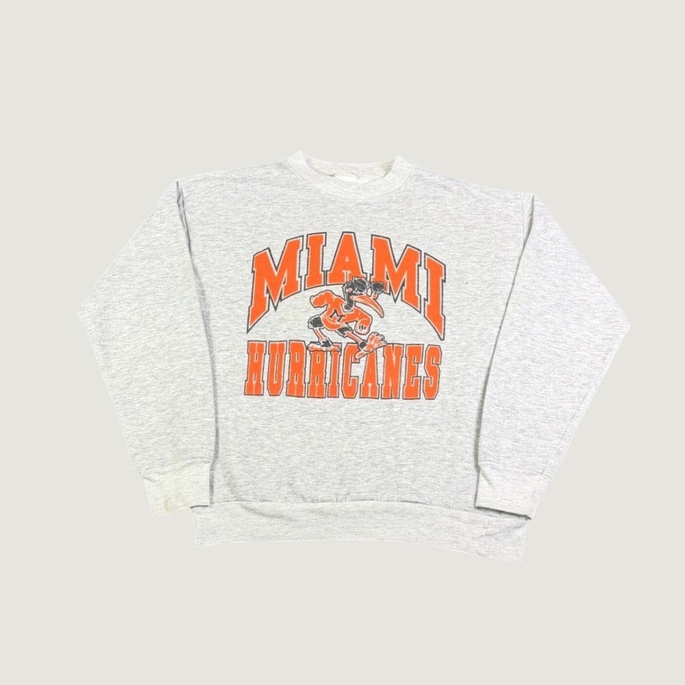 Vintage Miami Hurricanes Sebastian the Ibis Sweatshirt Gray Mens Medium